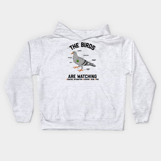 The Birds Are Watching Drone Conspiracy Funny Government Kids Hoodie by alexwestshop